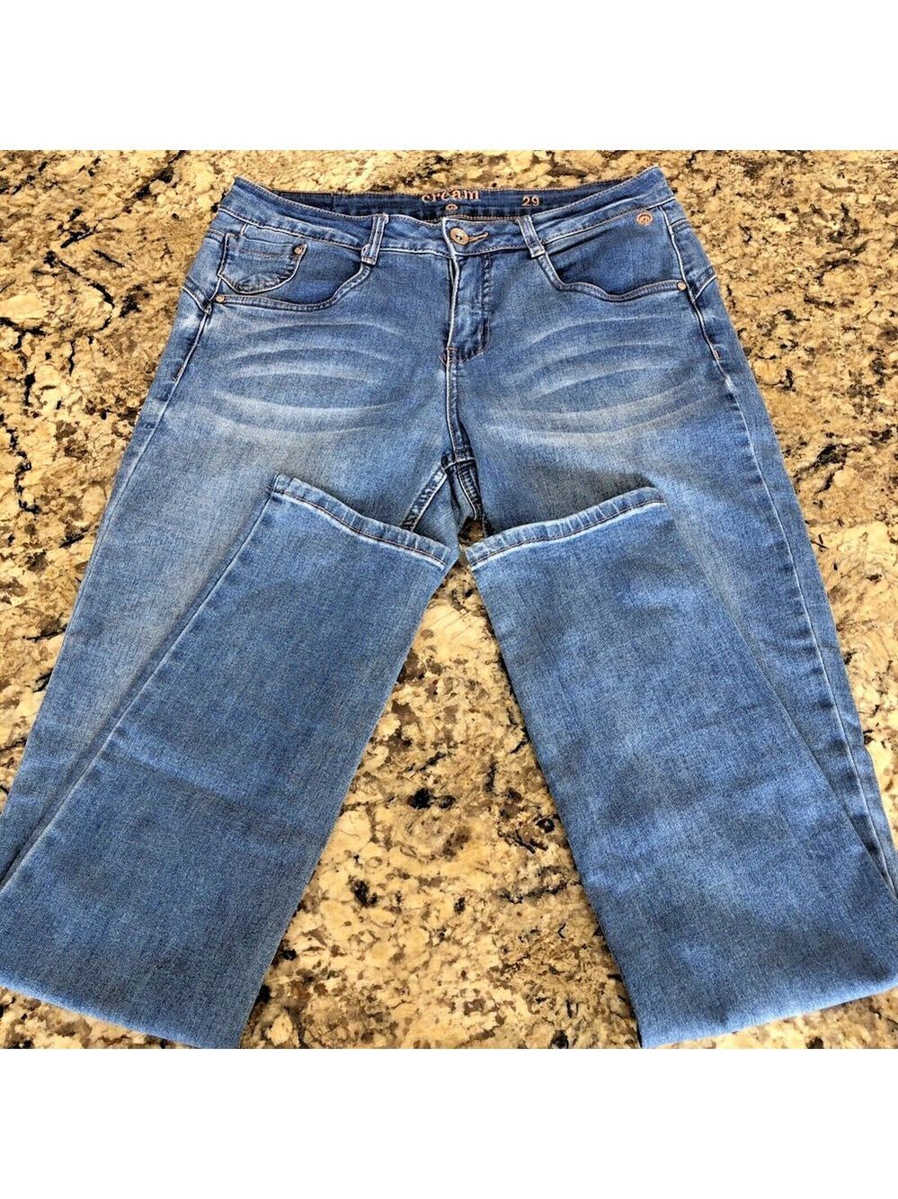 Size 29 X 31.5 Cream Denim Jeans Womens Tapered Light Blue Coco Fit Cool Pockets